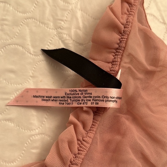 Victoria’s Secret Sexy Little Things pink nylon mesh ruffle thong panty - Picture 7 of 7